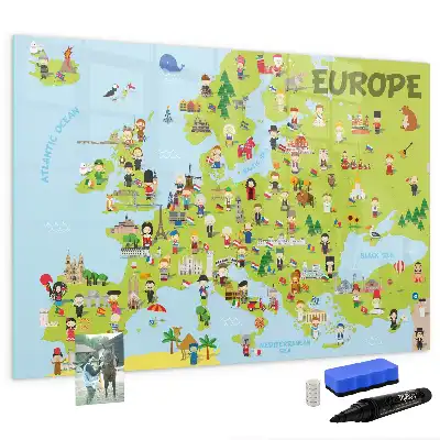 Mapa świata z flagami tablica magnetyczna z pisakiem