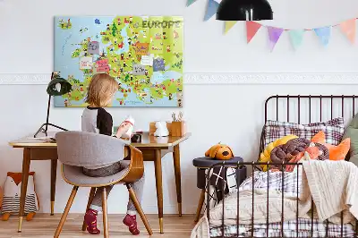Mapa świata z flagami tablica magnetyczna z pisakiem