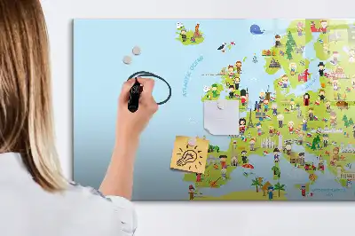 Mapa świata z flagami tablica magnetyczna z pisakiem