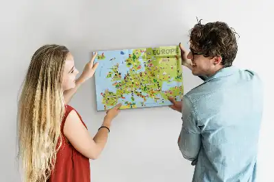 Mapa świata z flagami tablica magnetyczna z pisakiem