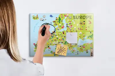 Mapa świata z flagami tablica magnetyczna z pisakiem