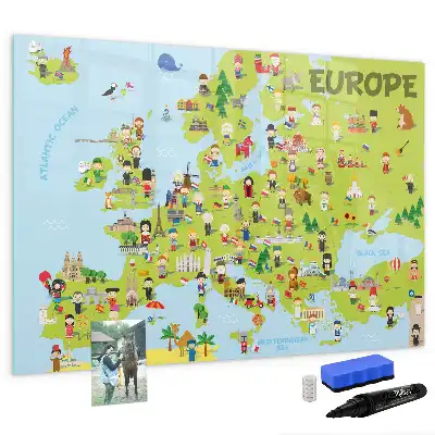 Mapa świata z flagami tablica magnetyczna z pisakiem
