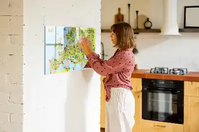 Mapa świata z flagami tablica magnetyczna z pisakiem