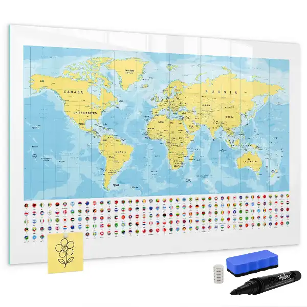 Mapa świata tablica magnetyczna do pisania