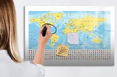Mapa świata tablica magnetyczna do pisania