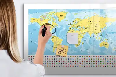 Mapa świata tablica magnetyczna do pisania