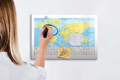 Mapa świata tablica magnetyczna do pisania