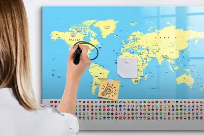 Klasyczna mapa świata w formie tablicy magnetycznej z pisakiem