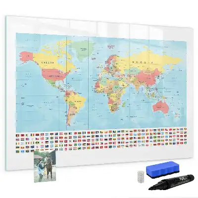 Geograficzna mapa świata tablica magnetyczna do pisania