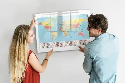 Geograficzna mapa świata tablica magnetyczna do pisania