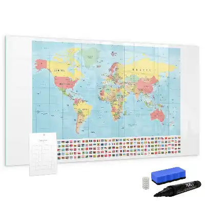 Geograficzna mapa świata tablica magnetyczna do pisania