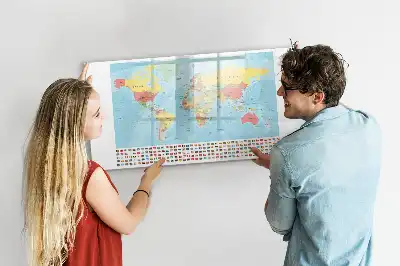 Geograficzna mapa świata tablica magnetyczna do pisania