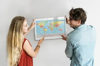 Geograficzna mapa świata tablica magnetyczna do pisania