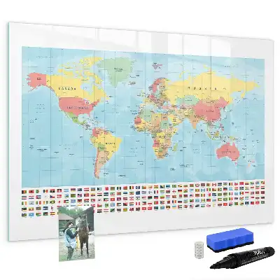 Geograficzna mapa świata tablica magnetyczna do pisania