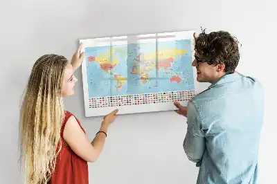 Geograficzna mapa świata tablica magnetyczna do pisania