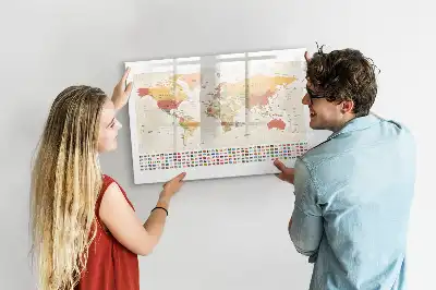 Tablica magnetyczna z mapą świata wersja do planowania podróży z pisakiem