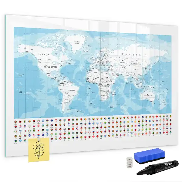 Tablica magnetyczna do pisania z mapami kontynentów