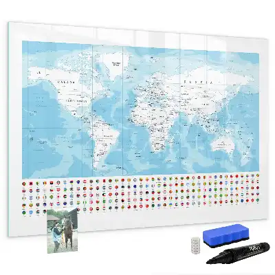 Tablica magnetyczna do pisania z mapami kontynentów