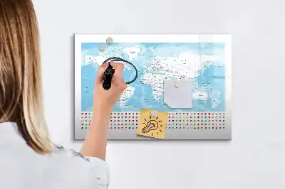 Tablica magnetyczna do pisania z mapami kontynentów