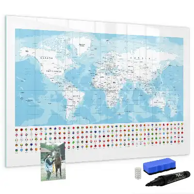 Tablica magnetyczna do pisania z mapami kontynentów