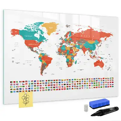 Kolorowa mapa świata z tablicą magnetyczną i pisakiem