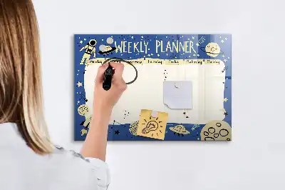 Kosmiczny planer tygodniowy z tablicą magnetyczną i pisakiem