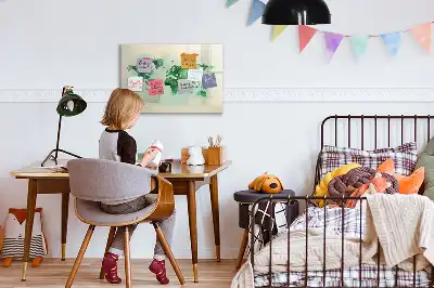 Tablica magnetyczna do pisania z motywem akwarelowej mapy świata