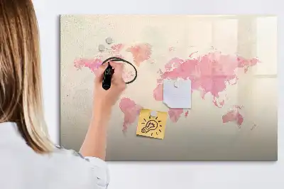 Akwarelowa mapa świata z tablicą magnetyczną i pisakiem