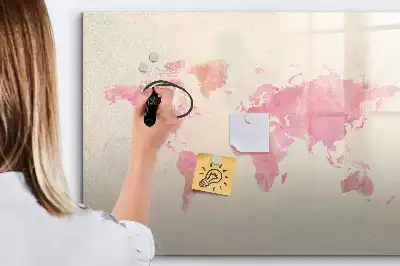 Akwarelowa mapa świata z tablicą magnetyczną i pisakiem
