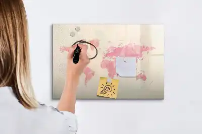 Akwarelowa mapa świata z tablicą magnetyczną i pisakiem