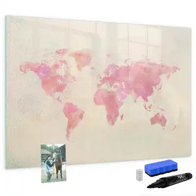 Akwarelowa mapa świata z tablicą magnetyczną i pisakiem