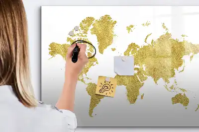 Tablica magnetyczna do pisania wzór złota mapa świata