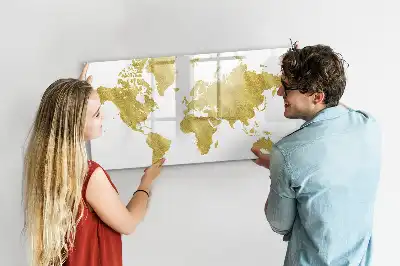 Tablica magnetyczna do pisania wzór złota mapa świata