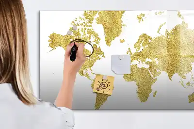 Tablica magnetyczna do pisania wzór złota mapa świata