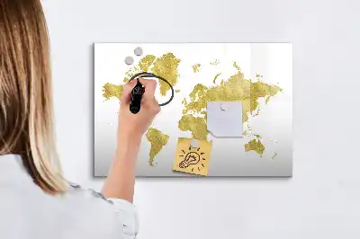 Tablica magnetyczna do pisania wzór złota mapa świata