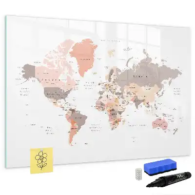 Szczegółowa mapa świata tablica magnetyczna z pisakiem