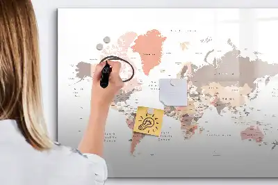 Szczegółowa mapa świata tablica magnetyczna z pisakiem