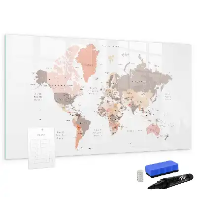 Szczegółowa mapa świata tablica magnetyczna z pisakiem