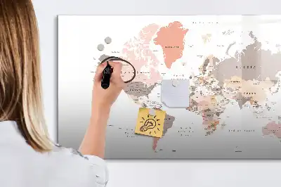 Szczegółowa mapa świata tablica magnetyczna z pisakiem