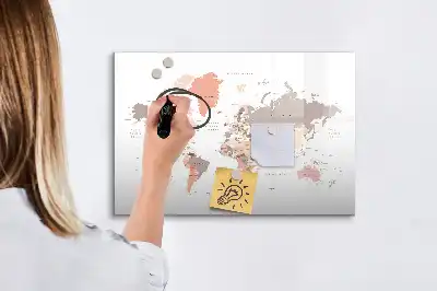 Szczegółowa mapa świata tablica magnetyczna z pisakiem