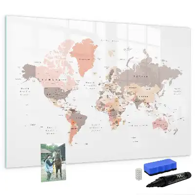 Szczegółowa mapa świata tablica magnetyczna z pisakiem