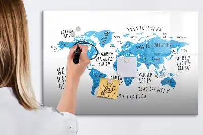 Tablica magnetyczna z pisakiem niebieska mapa Ziemi
