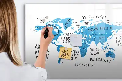Tablica magnetyczna z pisakiem niebieska mapa Ziemi