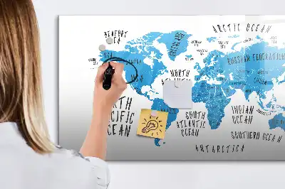 Tablica magnetyczna z pisakiem niebieska mapa Ziemi