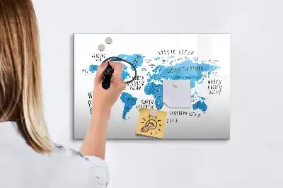 Tablica magnetyczna z pisakiem niebieska mapa Ziemi
