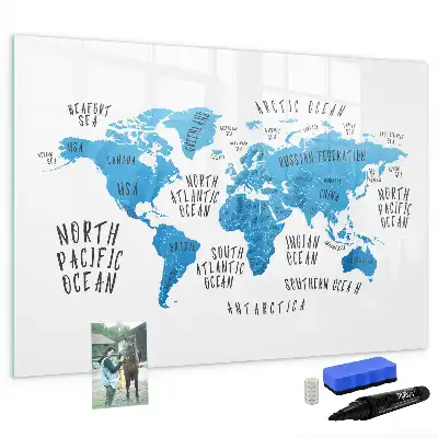 Tablica magnetyczna z pisakiem niebieska mapa Ziemi