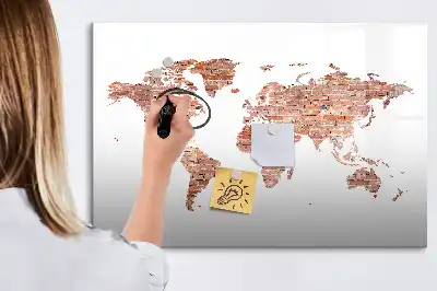 Tablica magnetyczna z pisakiem wzór starej mapy na cegle