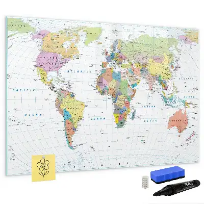 Mapa świata tablica magnetyczna z pisakiem