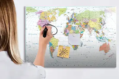 Mapa świata tablica magnetyczna z pisakiem