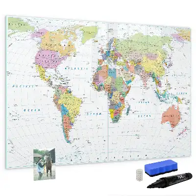 Mapa świata tablica magnetyczna z pisakiem